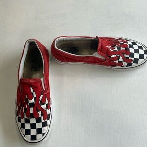 Vans Kids Red Flame Checkered Sneakers